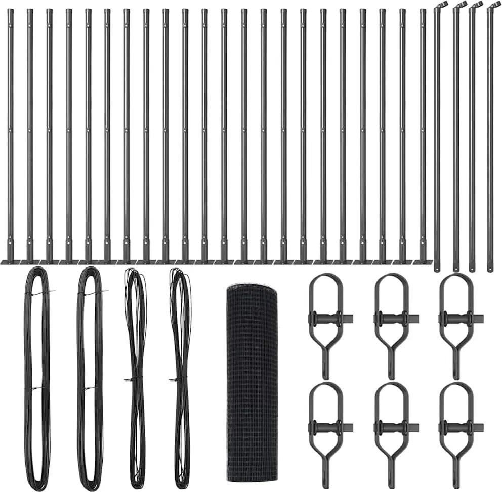 vidaXL Stâlp de gard. Gri 50 x 0,8 m (plasă 19 x 19 mm) Oțel și PVC