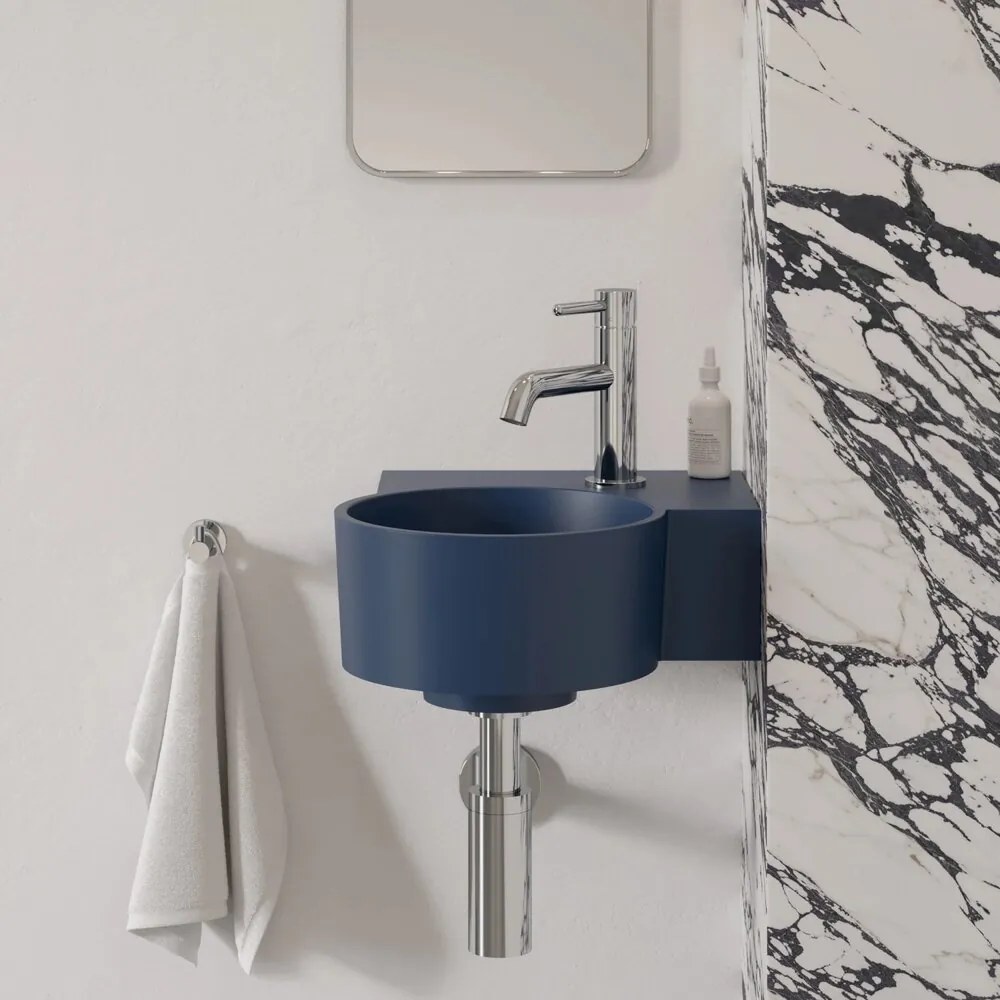 Lavoar suspendat Omnires Ovo M+ finisaj albastru inchis mat 33.5 cm dreapta