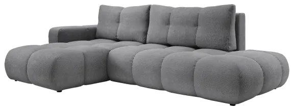 Colțar extensibil ALMADA, tapițat, cu spațiu de depozitare, orientare stânga, gri