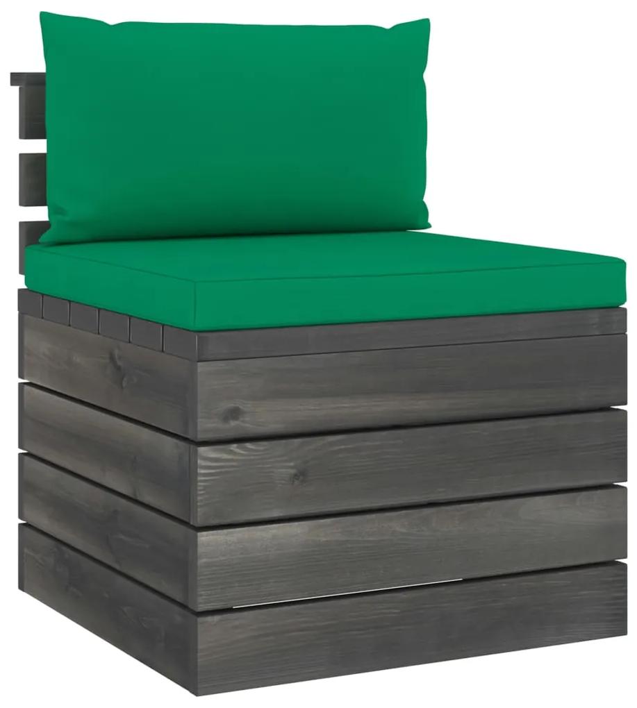 Set mobilier gradina din paleti cu perne, 6 piese, lemn masiv pin Verde, 6