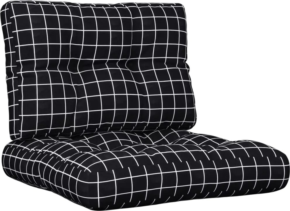 vidaXL Perne de paleți, 2 buc., negru carouri, textil