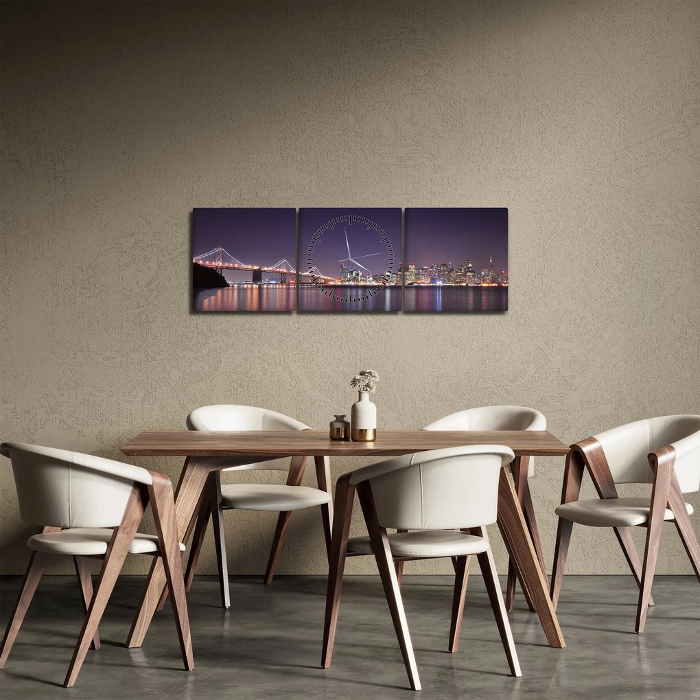 Tablou cu privirea spre San Francisco, California (cu ceas) (90x30 cm)