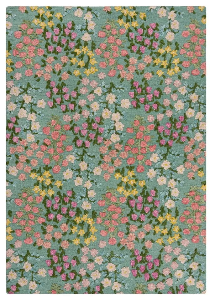 Covor verde mentă țesut manual din lână 120x170 cm Emilia Floral – Flair Rugs