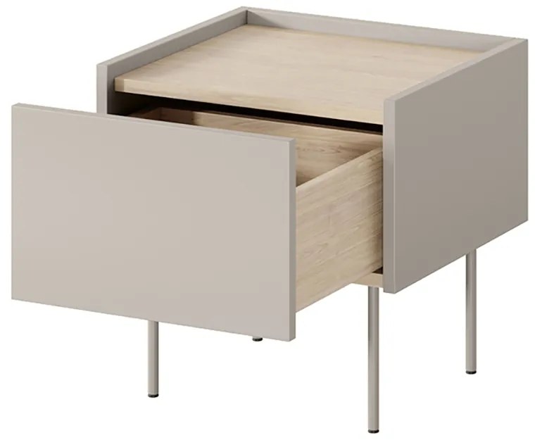 Noptieră cu sertar Desin 45 cm - cașmir / stejar nagano
