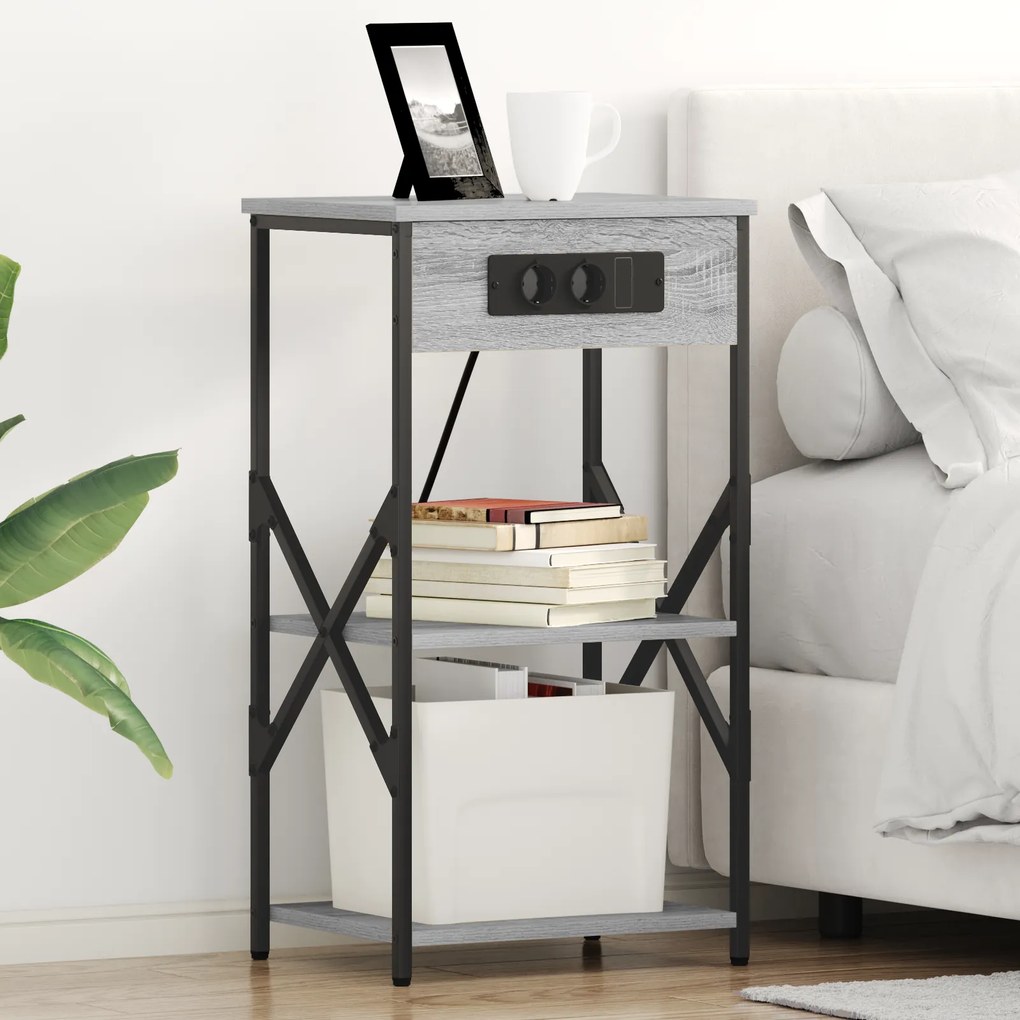 vidaXL Dulap de noapte sonoma gri 41 x 31 x 76 cm Lemn compozit