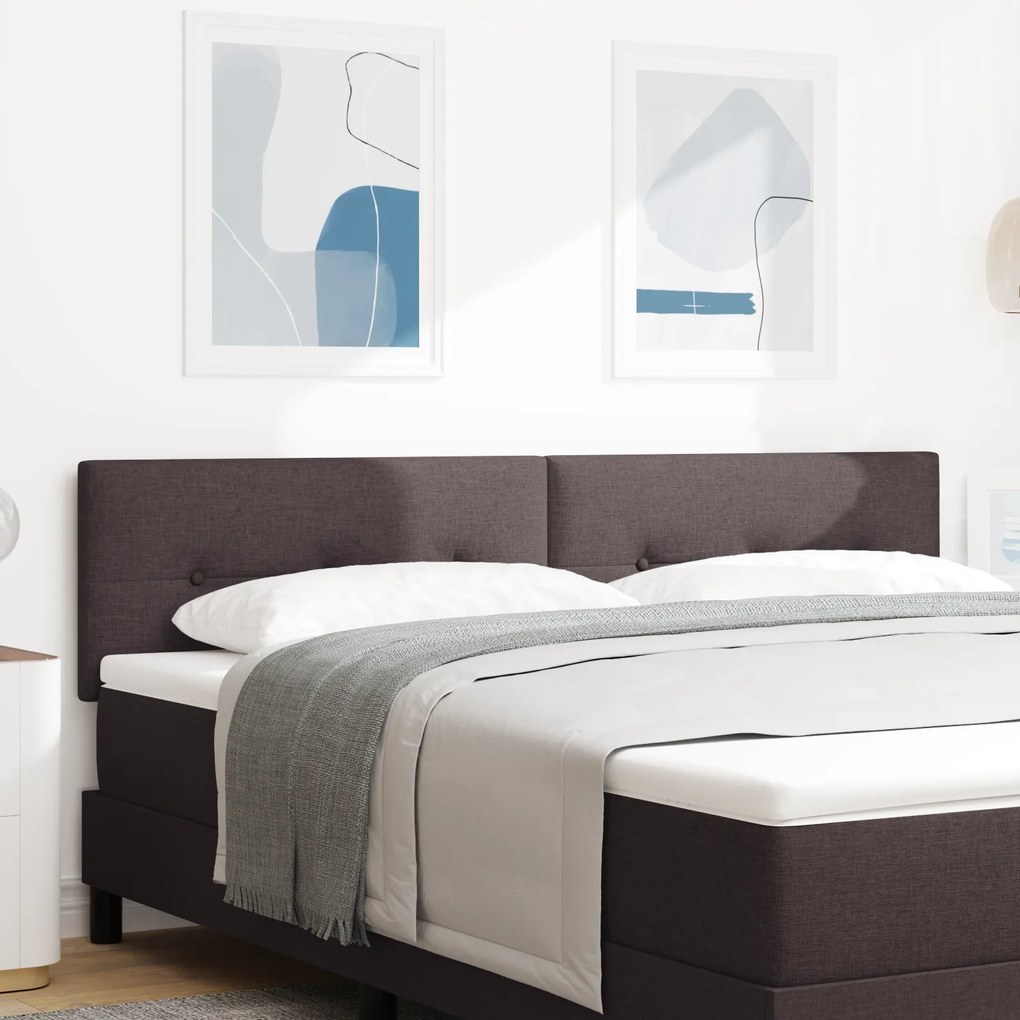 vidaXL Tăblie cu LED cu headboard Manual Maro închis 180 cm țesătură