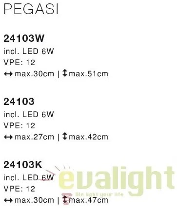 Aplica de perete LED design modern cu brat flexibil PEGASI 24103W GL