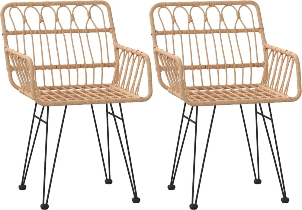 vidaXL Scaune de grădină cu cotiere, 2 buc., 56x64x80 cm, ratan PE