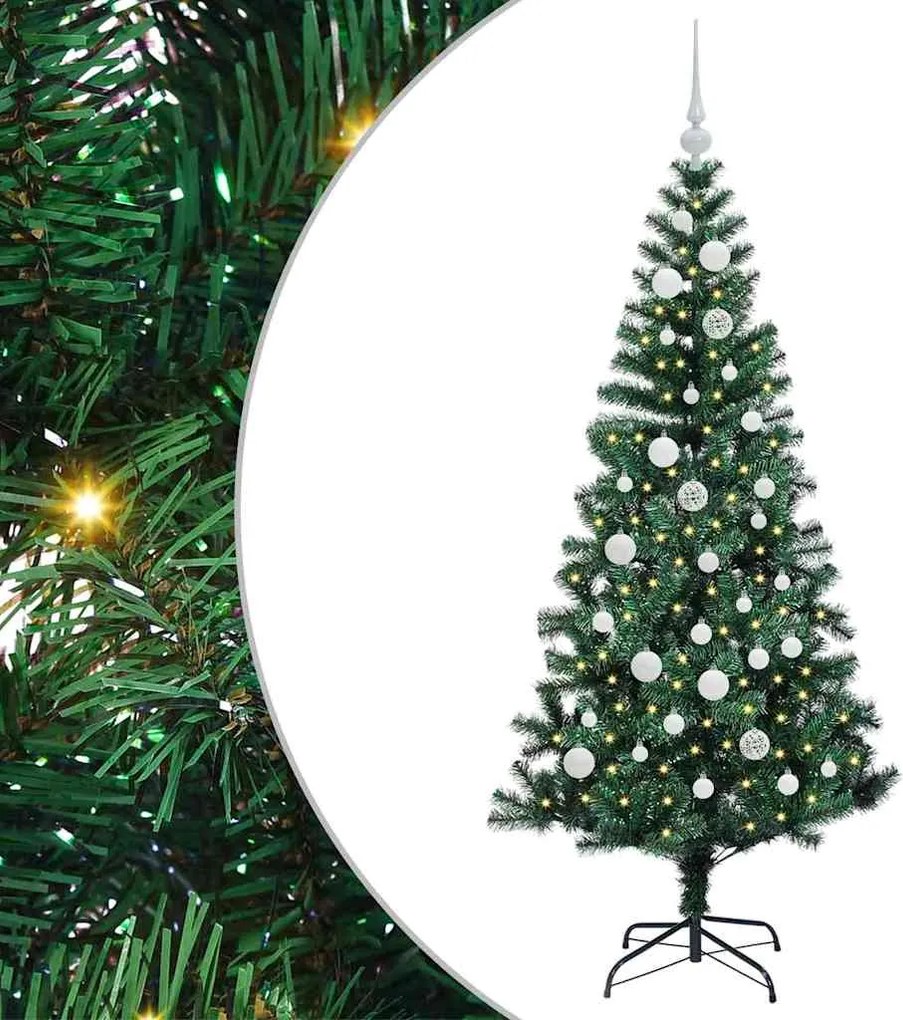 vidaXL Pom de Crăciun artificial pre-iluminat cu 150 LED Verde 150 cm