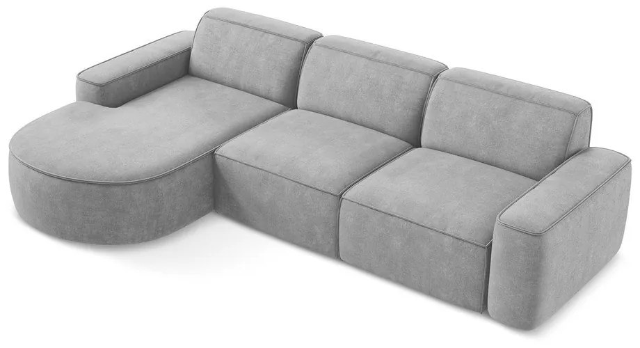 Colțar gri deschis cu tapițerie din chenille (cu colț pe partea stângă/cu șezlong) Omao – Makamii