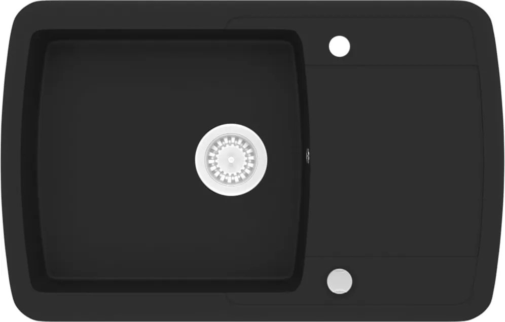 vidaXL Chiuvetă de bucătărie din granit cu o cuvă, negru