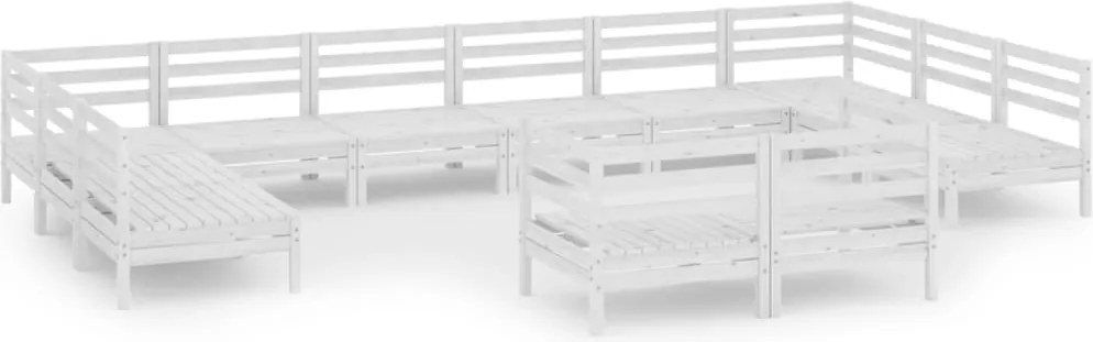 vidaXL Set mobilier de grădină, 12 piese, alb, lemn masiv de pin