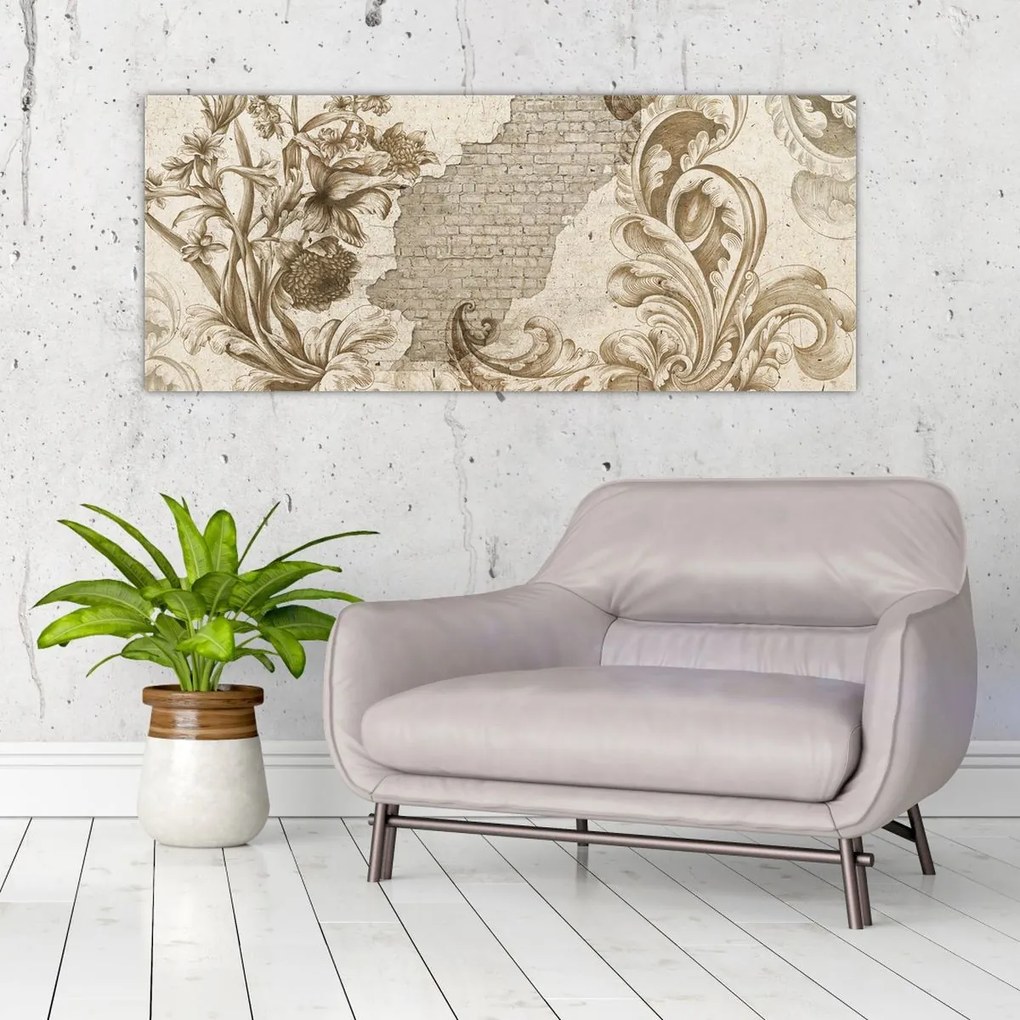 Tablou - Perete cu flori (120x50 cm)