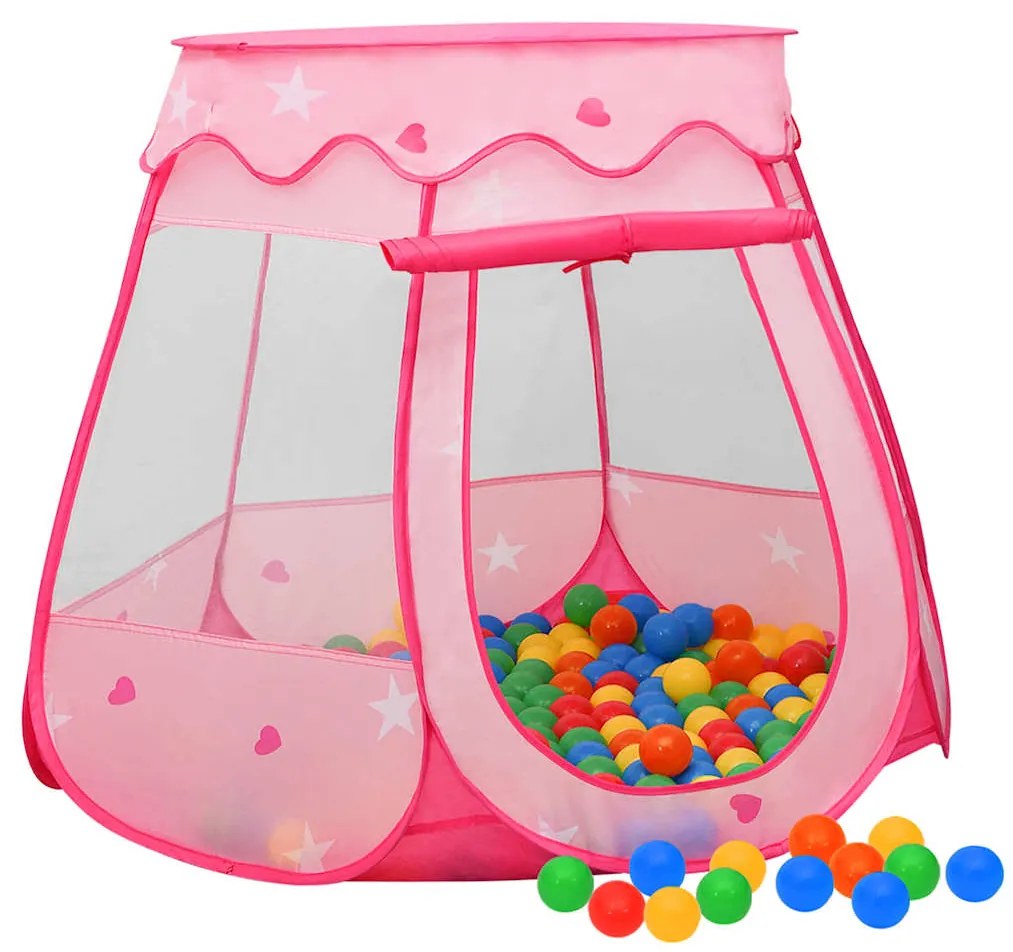 Cort de joaca pentru copii cu 250 bile, roz, 102x102x82 cm