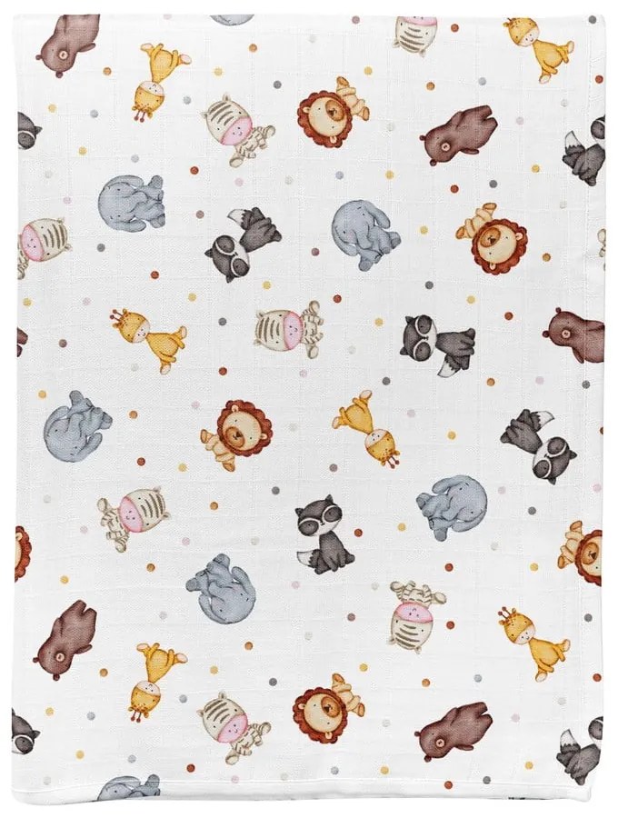 Pătură pentru copii albă din muselină 75x100 cm Zoo – Mijolnir