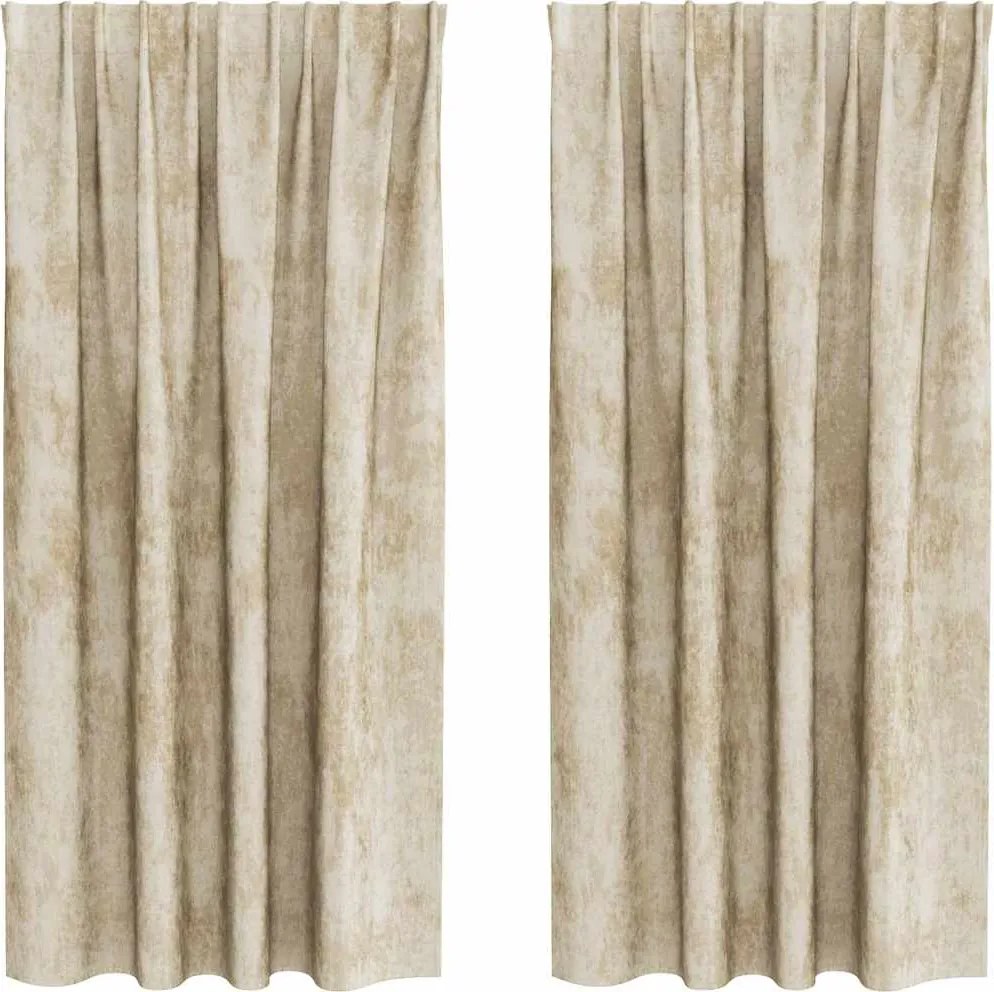 vidaXL Cortine din catifea cu perdele 2 pcs Crem 175 x 140 cm Catifea