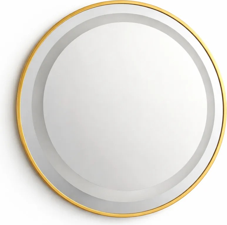 Oglinda LED rotunda 6918 Ø70 rama aluminiu aurie senzor tactil