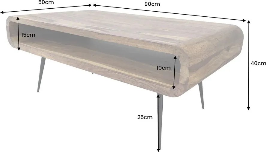 Masuta design industrial vintage Alpha 90cm Sheesham stone