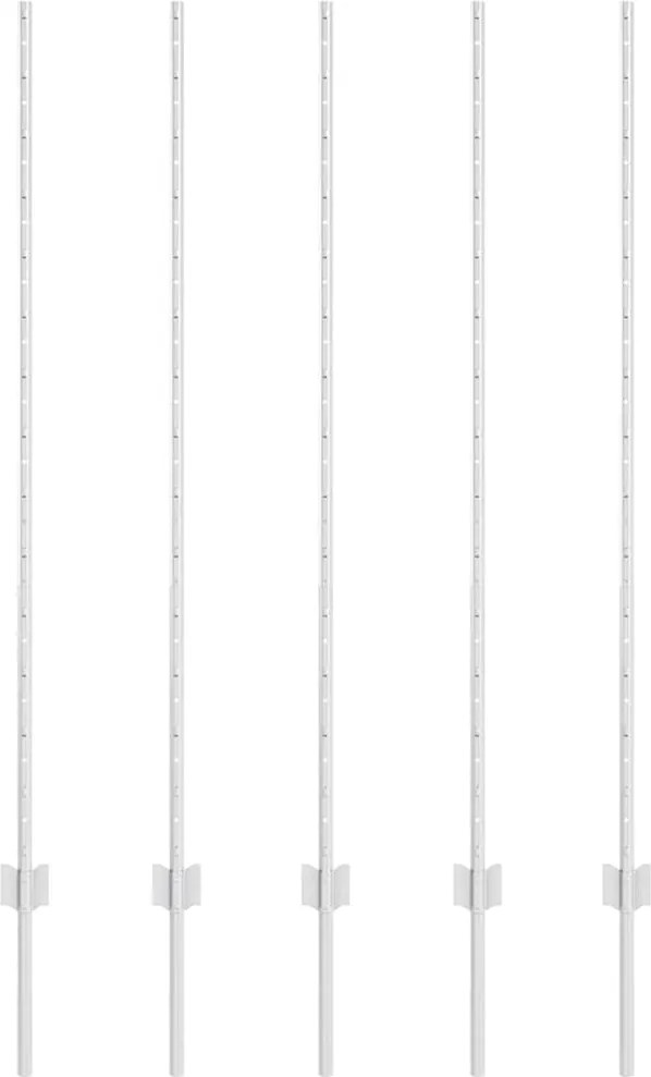 vidaXL Stâlp de gard. 5 pcs Argintiu 140 cm Oțel