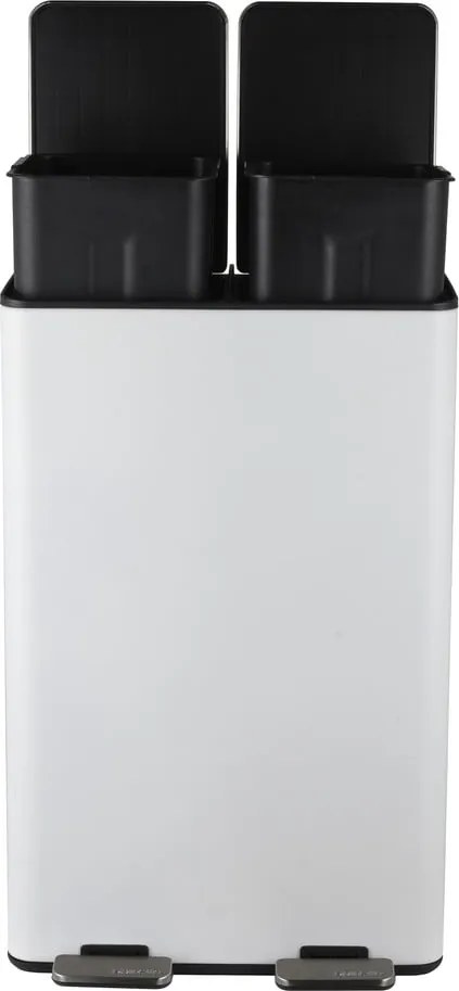 Coș de gunoi alb mat pentru reciclare/cu pedală 2x30 l din oțel Aliya – Spirella