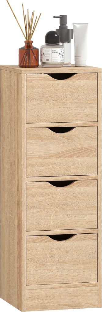 HOMCOM Dulap de Baie Compact cu 4 Sertare și Mânere Sculpatate, Stil Nordic | Aosom Romania