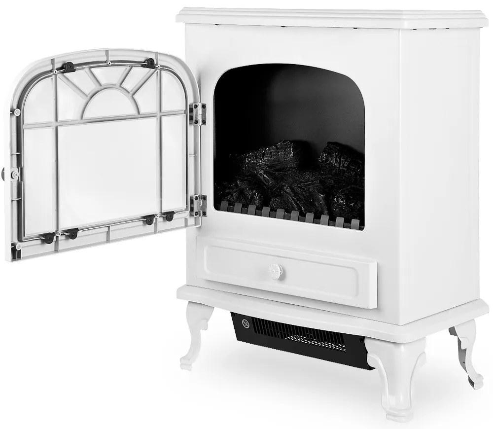 Deuba Semineu electric cu incalzire cu ventilator si foc 2000W alb