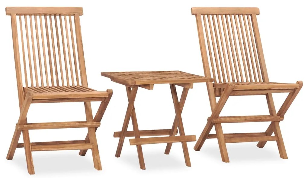 315455 vidaXL Set mobilier de exterior pliabil, 3 piese, lemn masiv tec