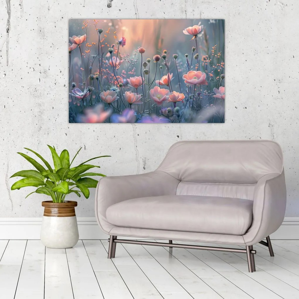 Tablou - Flori în culori pastelate (90x60 cm)