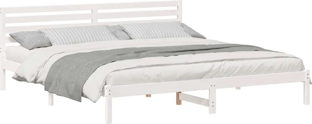 vidaXL Cadru de pat cu headboard Alb 180 x 210 cm Lemn de pin masiv