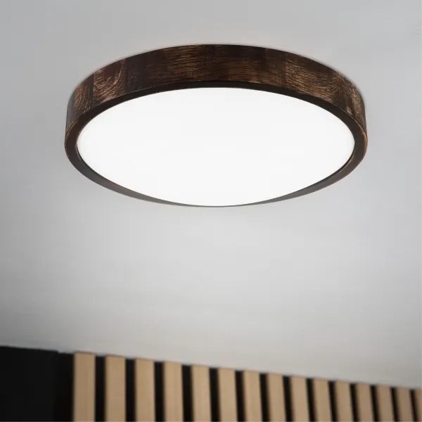 Plafonieră LED OAK SMOKY SLIM, 36 W, 230 V, 4000 K, Ø 37 cm, stejar/maro închis