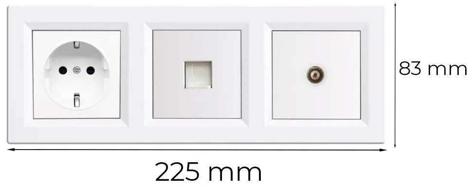 Mufa de priză cu împământare Nova, UTP, cu conector TV cadru alb