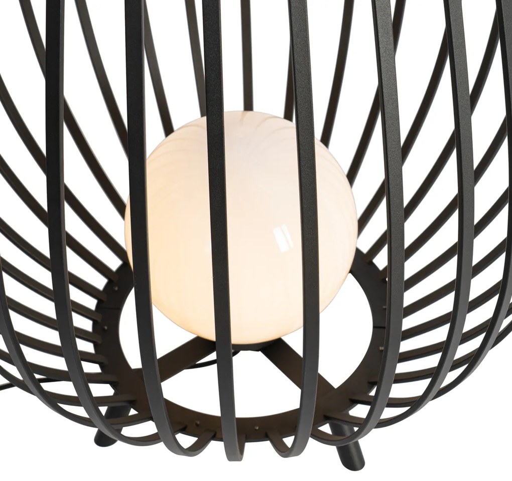 Lampa de podea de design neagra cu opal 110 cm - Angela