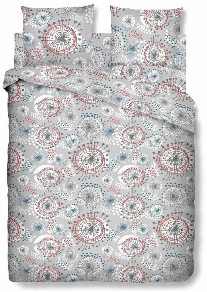 Lenjerie de pat dubla Whisper, Bedora, 4 piese, 100% bumbac, multicolor