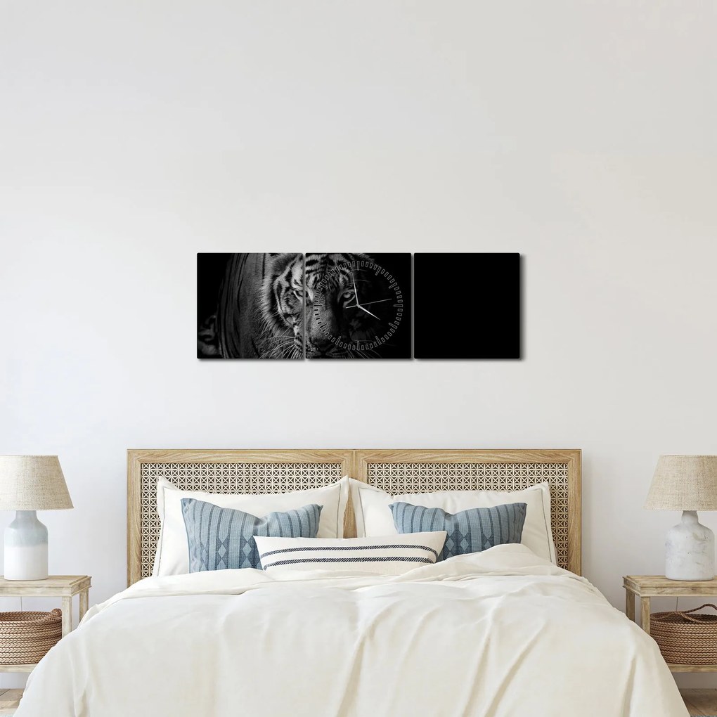 Tablou - Tigru sălbatic (cu ceas) (90x30 cm)