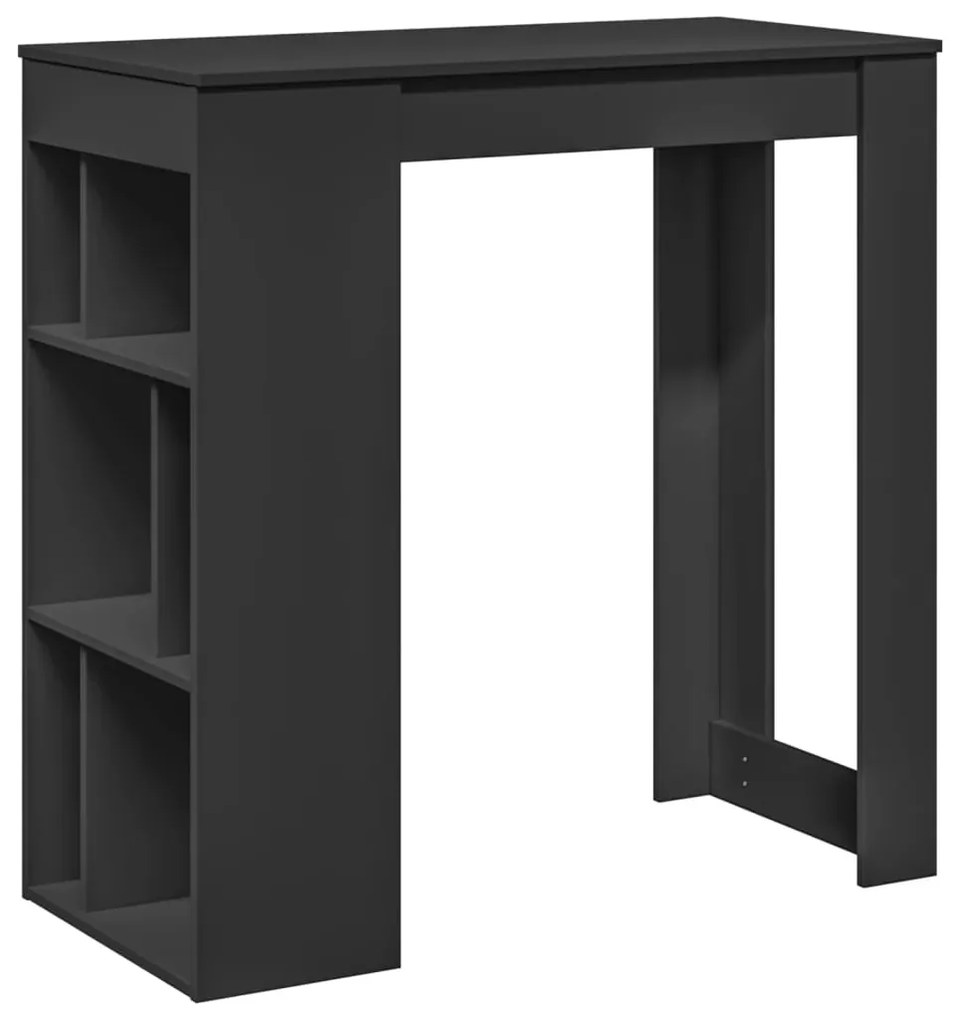 854356 vidaXL Masă de bar cu rafturi, negru, 102x50x103,5 cm, lemn prelucrat