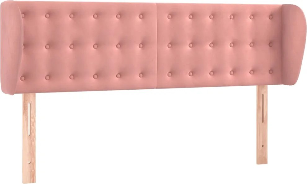 vidaXL Tăblie de pat cu aripioare roz 147x23x78/88 cm catifea