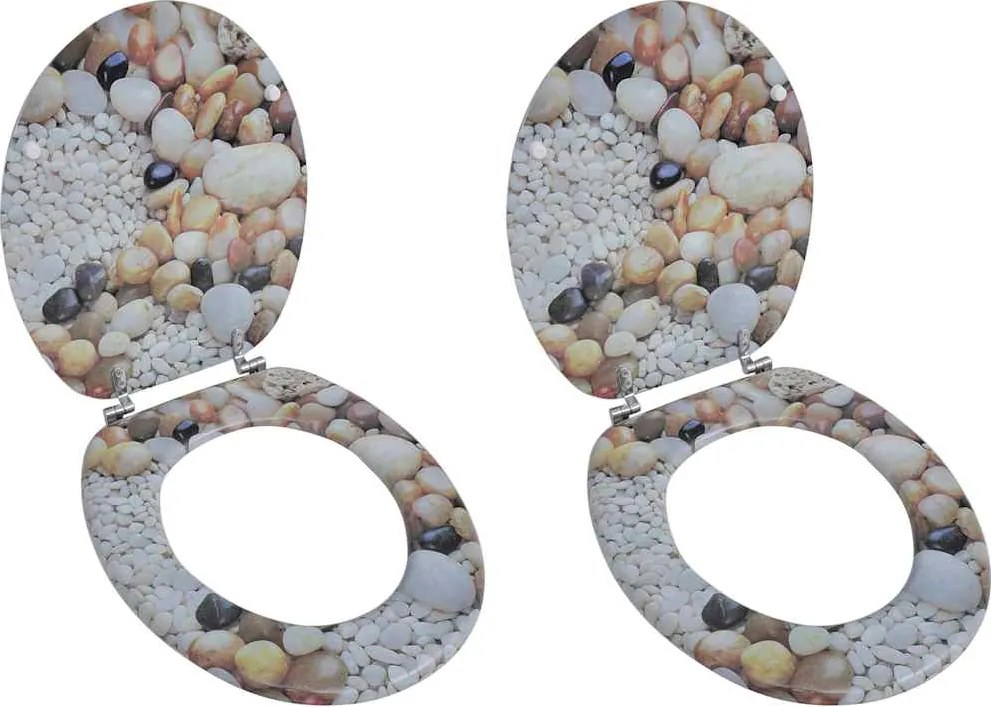 vidaXL Capace WC, 2 buc., MDF, model pietricele