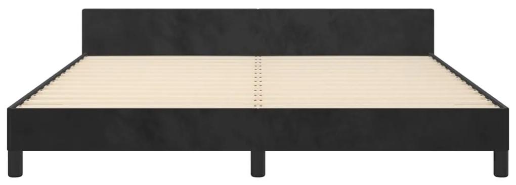 Cadru de pat cu tablie, negru, 160x200 cm, catifea Negru, 160 x 200 cm, Benzi orizontale