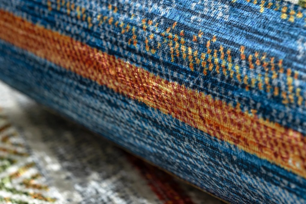 ANDRE 35950 covor lavabil Linii, geometric anti-alunecare - albastru / galben