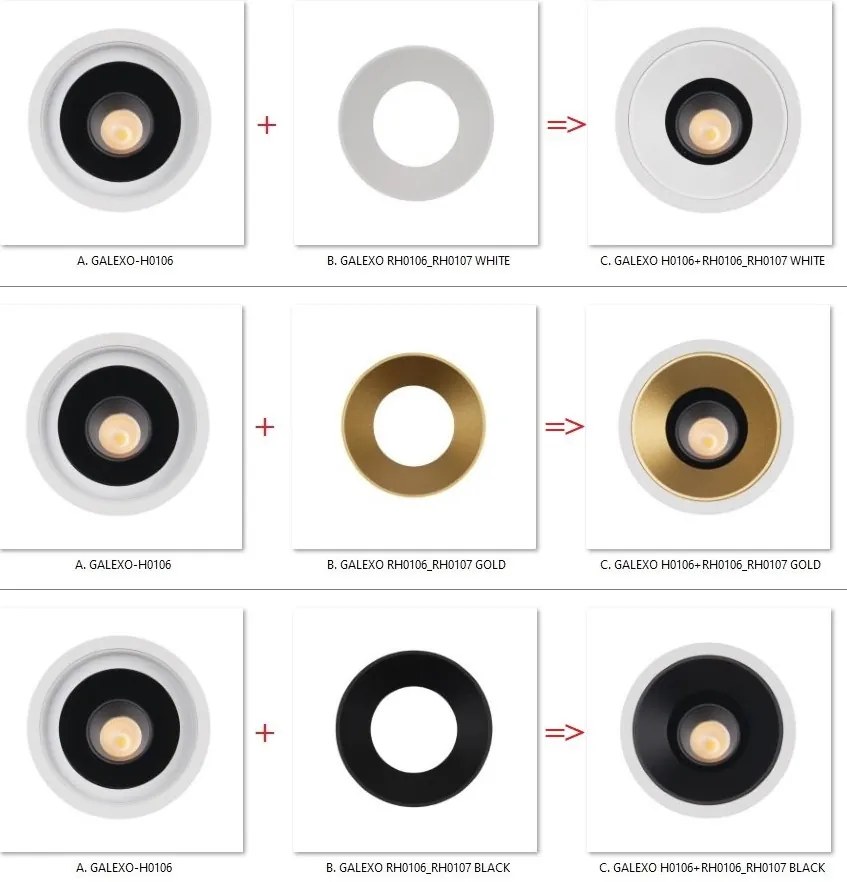 Spot LED incastrabil GALEXO H0106 alb cu inel alb