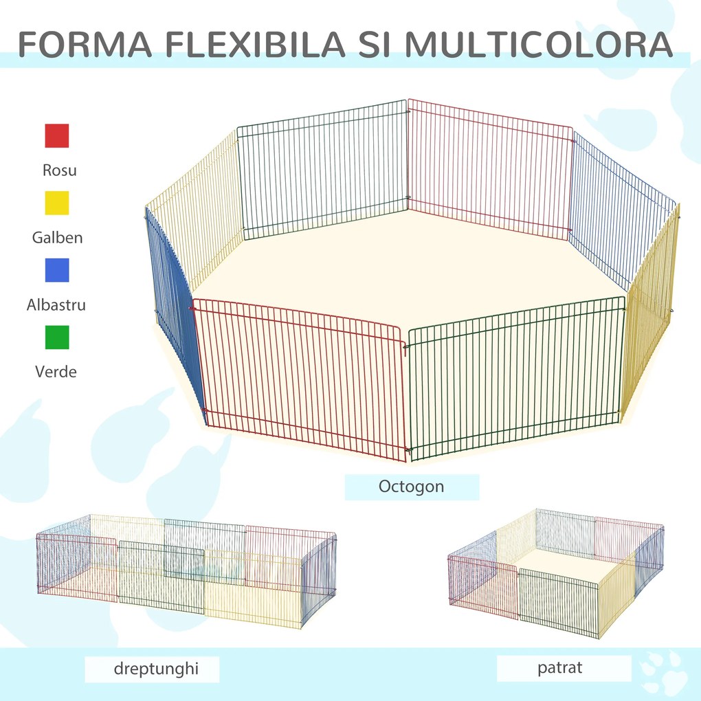 PawHut tarc modular pentru animale mici, 8 piese, 69x69x23cm | AOSOM RO