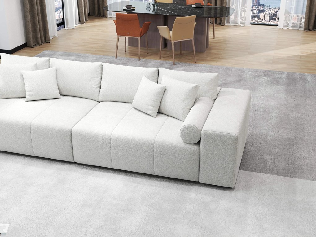 Canapea extensibilă dumonde cu ladă de depozitare si sezut confortabil din spuma high-density, Marbela Euphoria Ivory XXL 295x100 cm