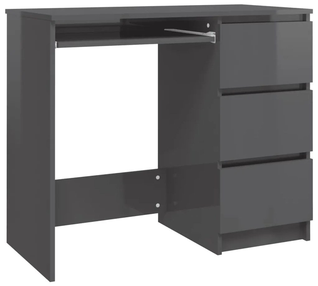 801381 vidaXL Birou, gri extralucios, 90 x 45 x 76 cm, PAL