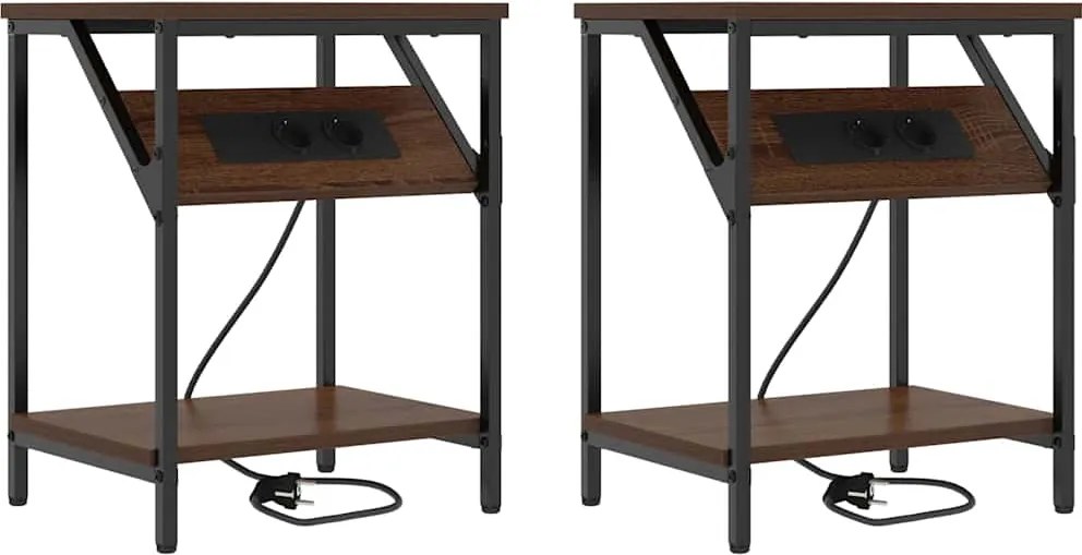 vidaXL Dulap de noapte 2 pcs Stejar închis 38 x 30 x 48 cm