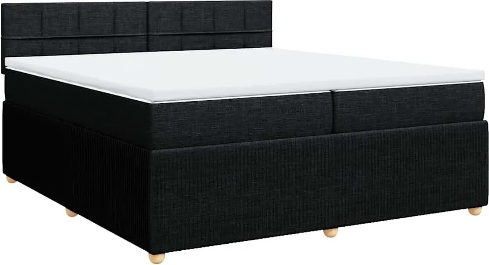 vidaXL Pat box spring cu saltea, negru, 200x200 cm, textil