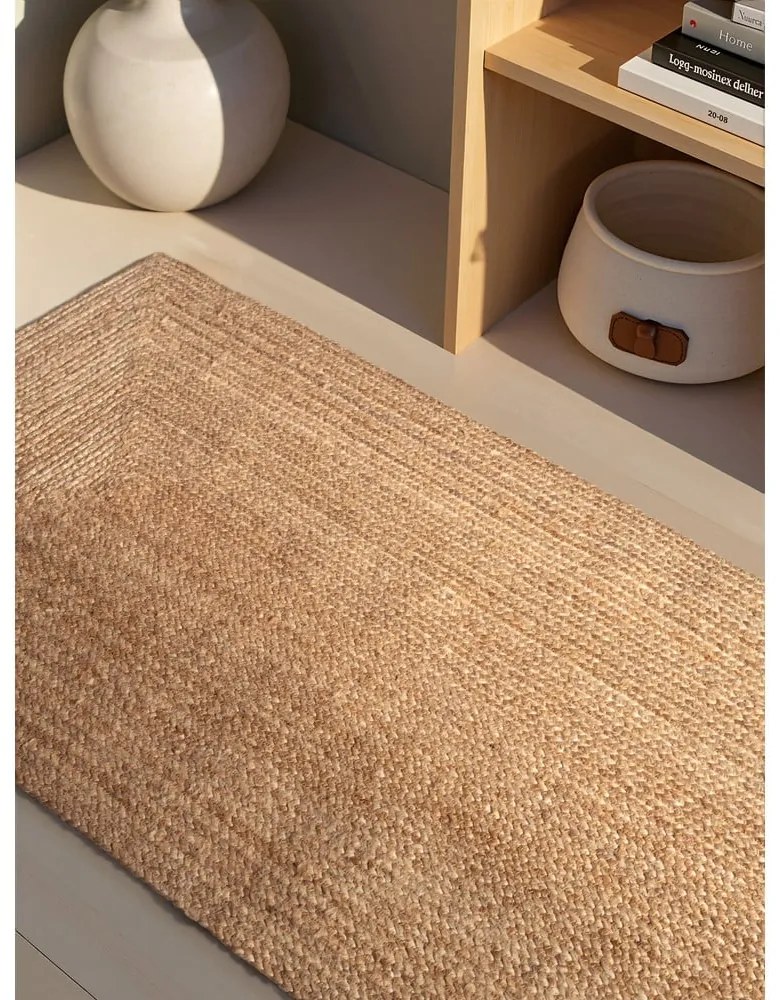 Covor tip traversă în culoare naturală reversibil, țesut manual din iută 80x200 cm Sharmila Natural Brown – Hanse Home