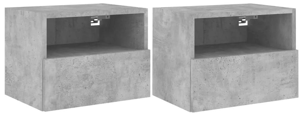 836847 vidaXL Comode TV de perete, 2 buc., gri beton, 40x30x30 cm, lemn