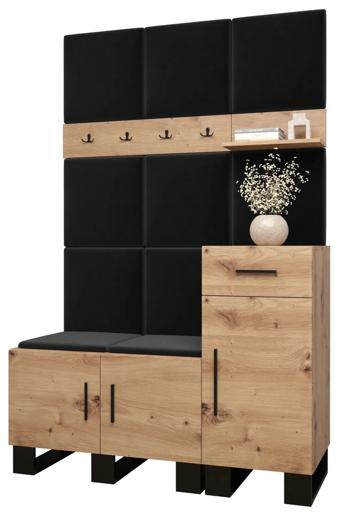 Set mobilier pentru hol Amanda 5 (Stejar artisan + Negru). 1085897