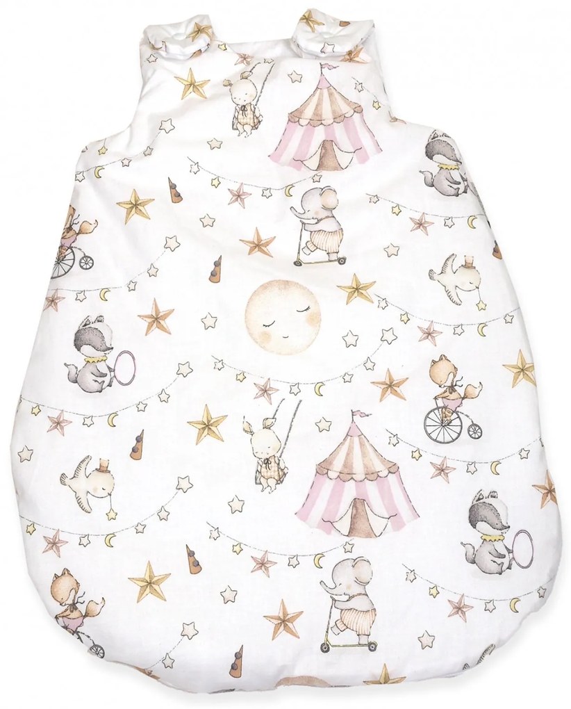 Sac de dormit din Bumbac cu umplutura antialergica BabySoft   Circ Roz, 0-3 lun