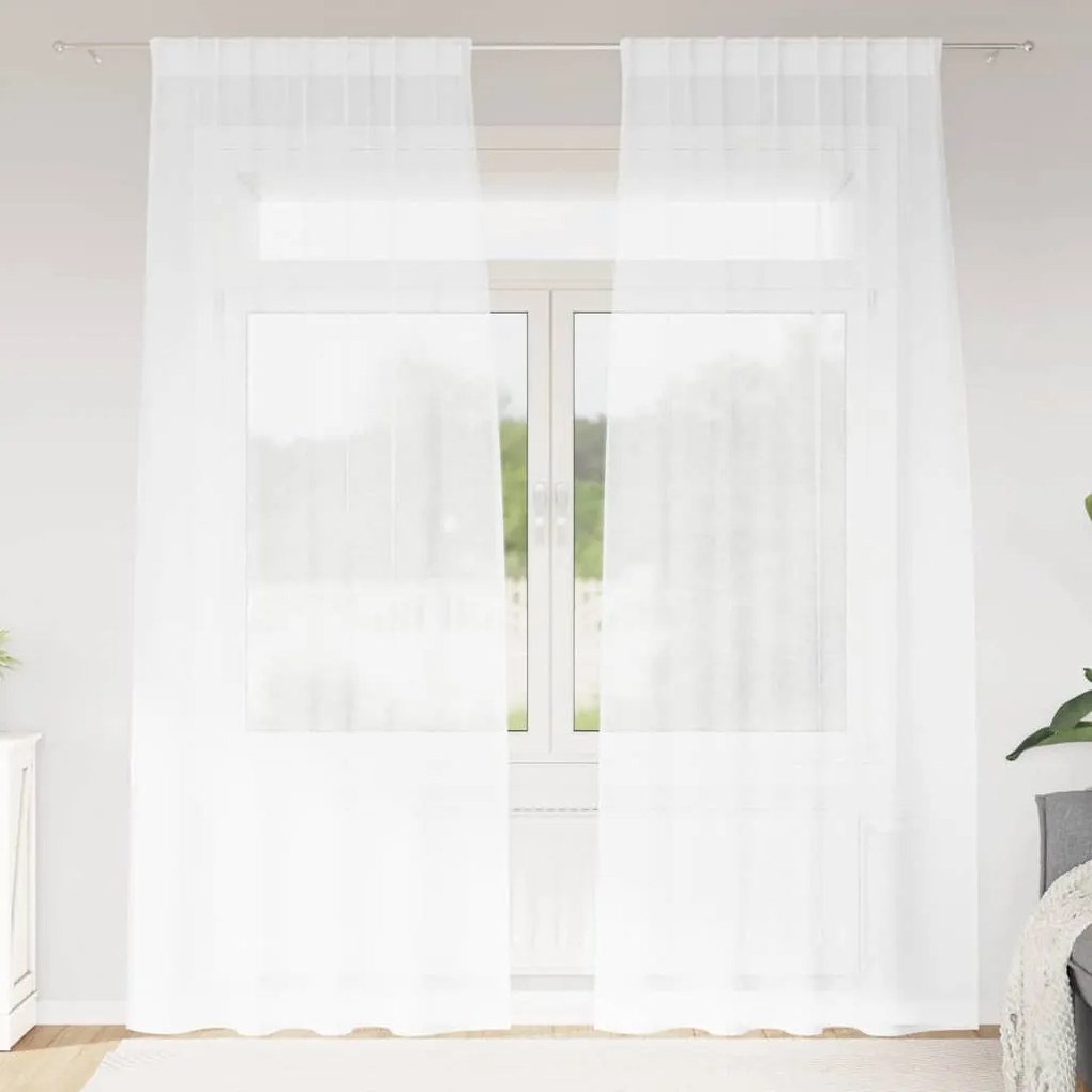 vidaXL Perdele cu perdele 2 pcs Alb 140 x 245 cm Poliester